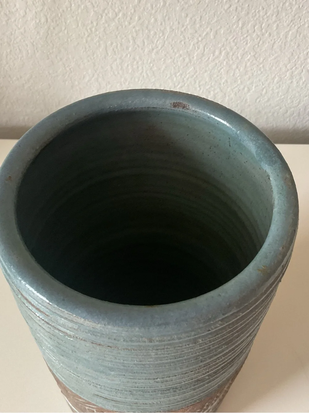 Textured Blue and Brown Decorative Ceramic Vase, made in Cameroon
